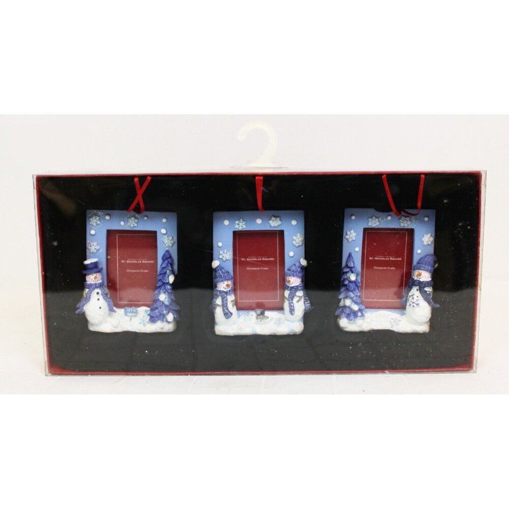 3 Pc St. Nicholas Square Ornament Frames Home Collection Hanging Snowman Holiday